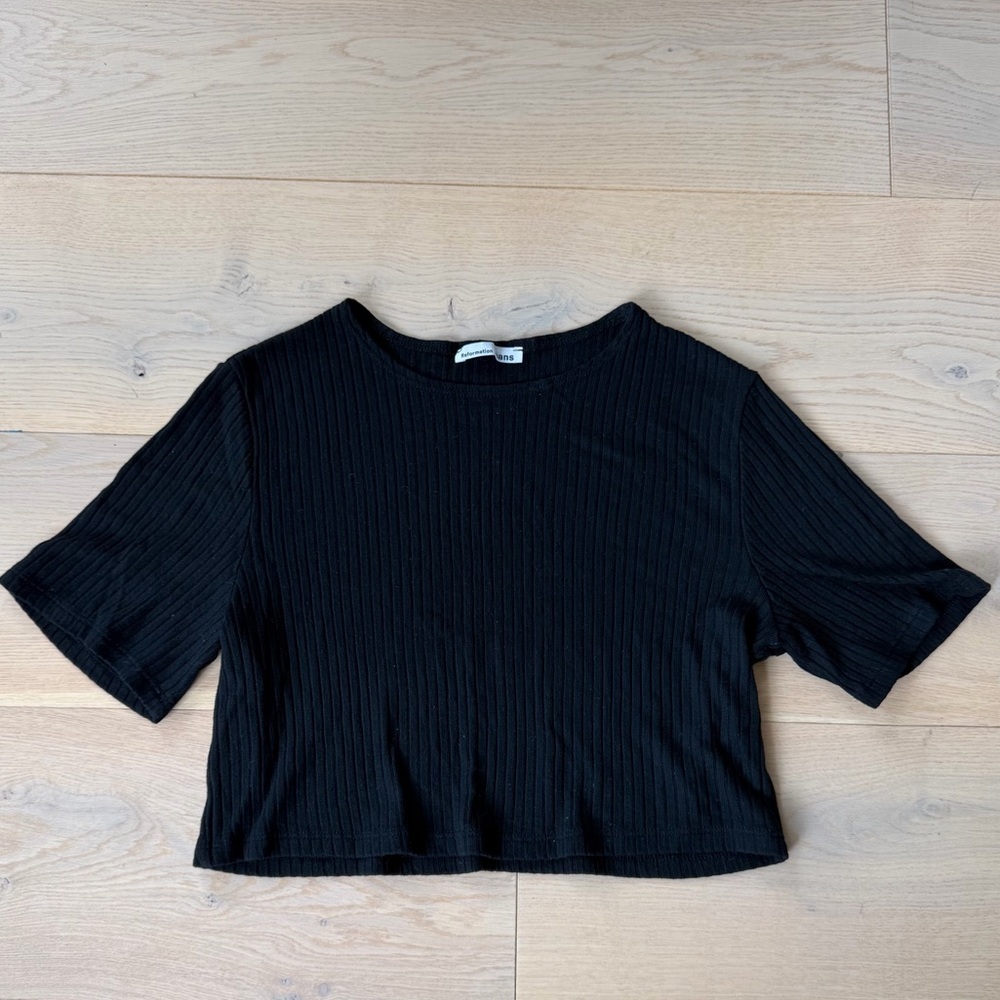 reformation black crop tee